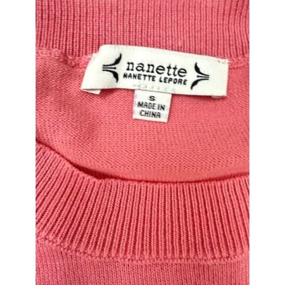 Nanette Lepore NWT Pink Beaded Bow Sweater S - Picture 4 of 4